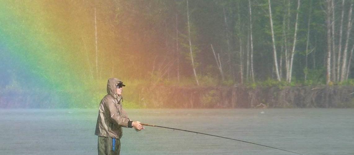 Rob Bryce fishing for rainbow on Skeena River 2013